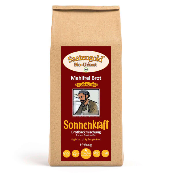 Mehlfreibrot Sonnenkraft -grob körnig- Bio Brotbackmischung 600g