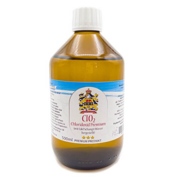 Chlordioxid Premium (CLO2 CDL CDS) mit Schungit-Wasser ("Edel-Schungit") 500ml Vorratsflasche