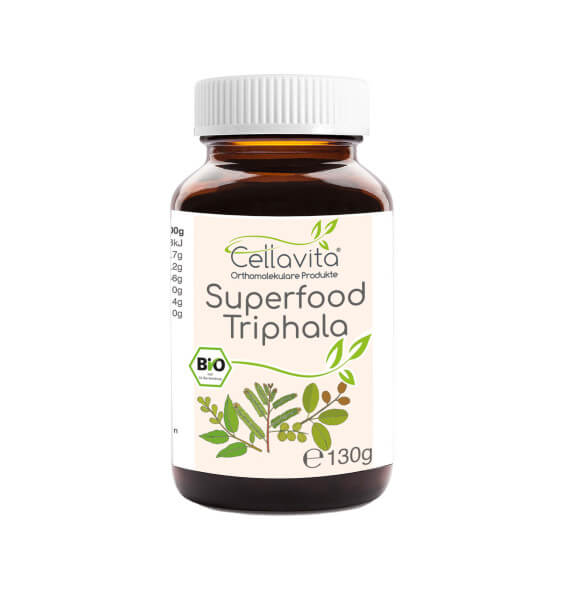 Superfood Triphala bio Pulver 130g im Glas